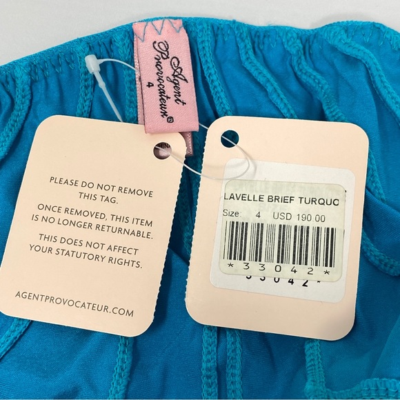 Agent Provocateur Lavelle Silk Turquoise Brief AP4 Large NWT $190 - Picture 9 of 10